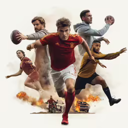 some players and an injured football player are on fire