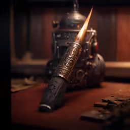 a fountain and its rollerball is on a table