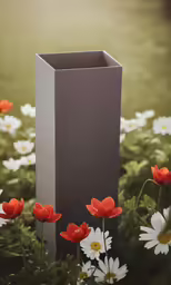 many flowers are near an object on the ground