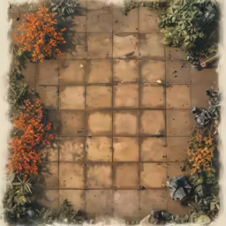 plants and rocks are laid out on the stone