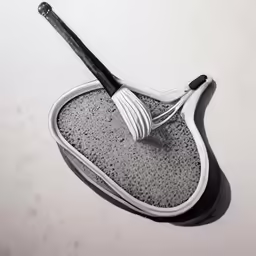 a whisk on a tray covered in dirt