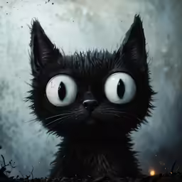 an image of a black cat with eyes