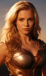 a woman in armor posing for a photo
