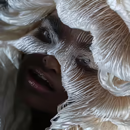 a woman with a white hair and flowing hair
