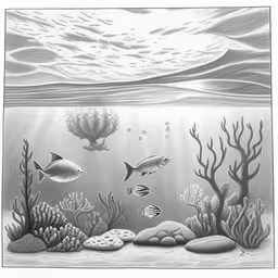some different sea creatures swimming and diving