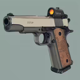an engraving - styled gun with a rubber sightshoof