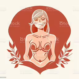 the girl in the red frame is naked,an image of a nude female with two breasts and a wreath