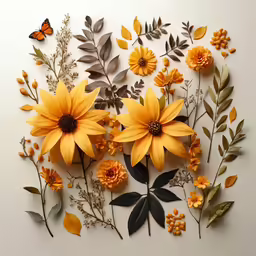 several flowers are arranged together on a table