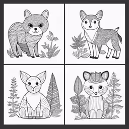 four animal images with a black frame