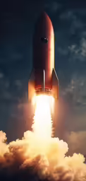 a photo of a small space shuttle taking off
