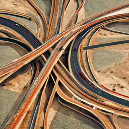 multiple overhead highway intersections in a circular intersection