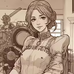 the character is standing in front of some musical instruments