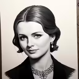 a drawing of a woman wearing a necklace