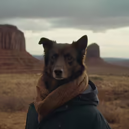 a person with a dog wrapped in a scarf