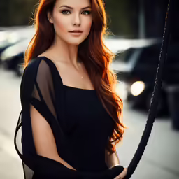 a woman posing on the side of the road while wearing black