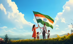 there are several people on the top of the hill with the flag
