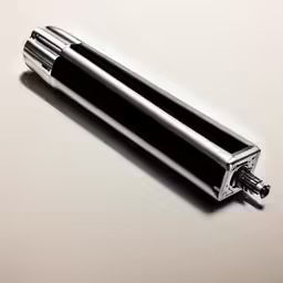 black roller with 2 - point attachment on a white surface