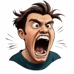 a cartoon head of a man with his mouth open