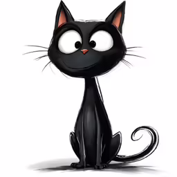 a black cat has been drawn with marker