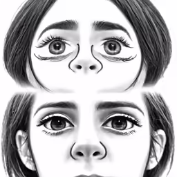 a black and white photo with three different expressions