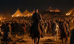 a large crowd gathered in the middle of a field