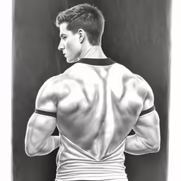 black and white drawing of a man with his back turned to the camera