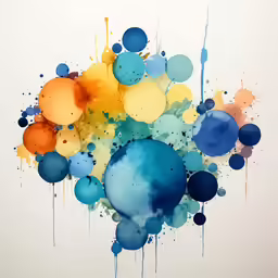 a large blue sphere painted on a white background