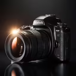 a camera with the flash on, in the dark
