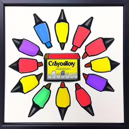 a colorful drawing made out of colored crayons,this is an image of crayon art project,a colorful illustration with crayons inside the center,a photo of crayons drawn on a white background,an image of colorful crayons in a box