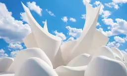 a white object is floating in the blue sky