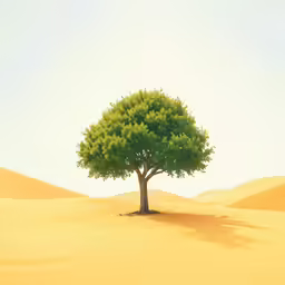 the tree is in the middle of the desert
