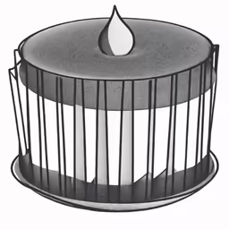 a drawing of a bird in a cage