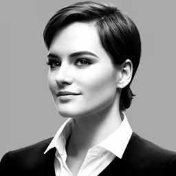 an attractive black and white portrait of a woman