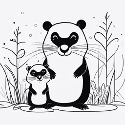 the cute animal and its mom are playing together,a mother panda and baby panda cub