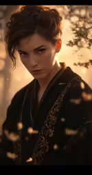an asian girl wearing an oriental outfit is posing for a portrait