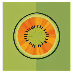 a sliced up orange on a green background