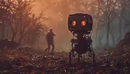 a blurry image of a light - colored device in a forest