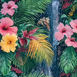 there are pink and yellow flowers in this picture