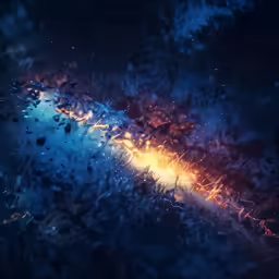 a blurry image of some blue and yellow clouds