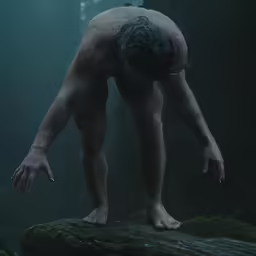a man in the wetsuit climbing on rocks
