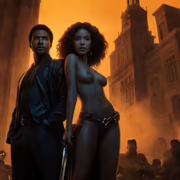 a couple is standing in front of a background with people