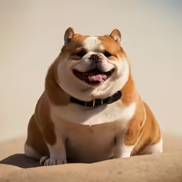 a cute dog is standing up with its tongue out