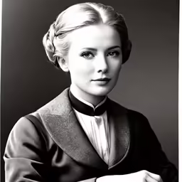 a woman is posing for a photo in a black and white photograph