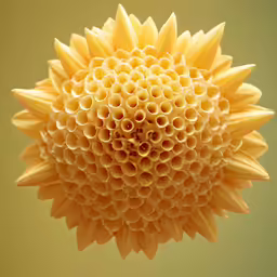 a large yellow flower on a green background