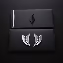a black envelope with silver foil leaves