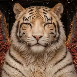a white tiger is sitting on the floor