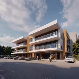 a group of people walking next to two parking meters
