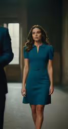 the first lady is walking through a tunnel