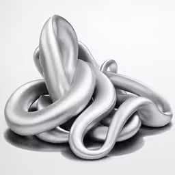 some gray wavy objects are piled up in the air