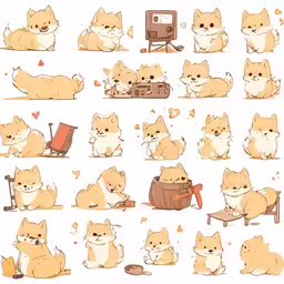 cartoon character animation series of baby pomeranian puppies